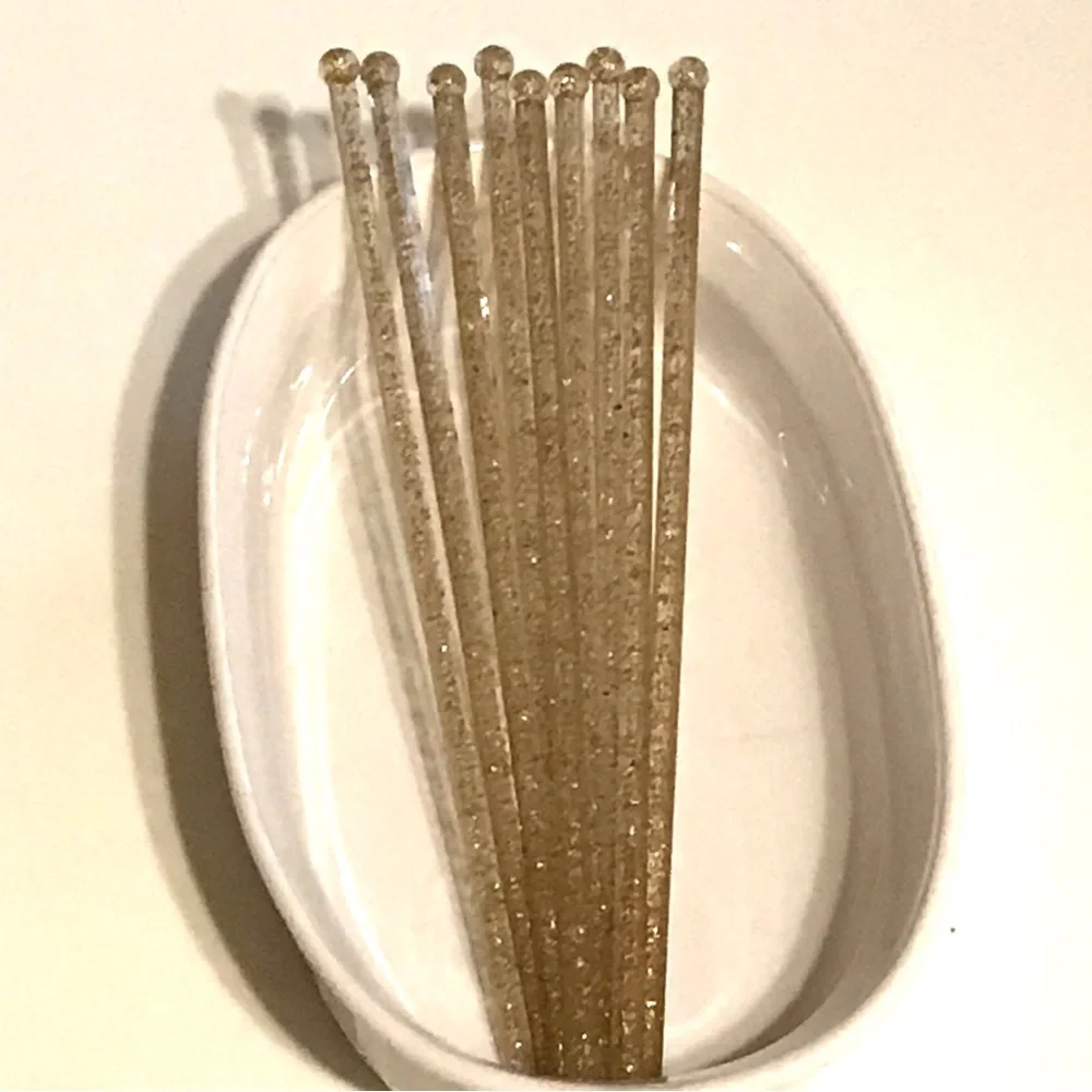 Vintage 9 Swizzle Sticks clear plastic with Gold glitter cocktail bar ware - Picture 8 of 11